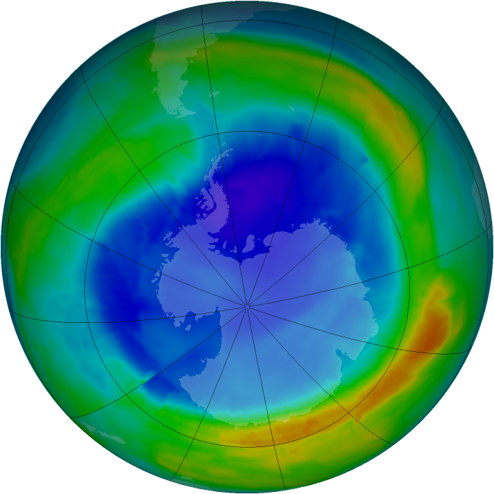 Antarctic ozone map for 25 August 2013